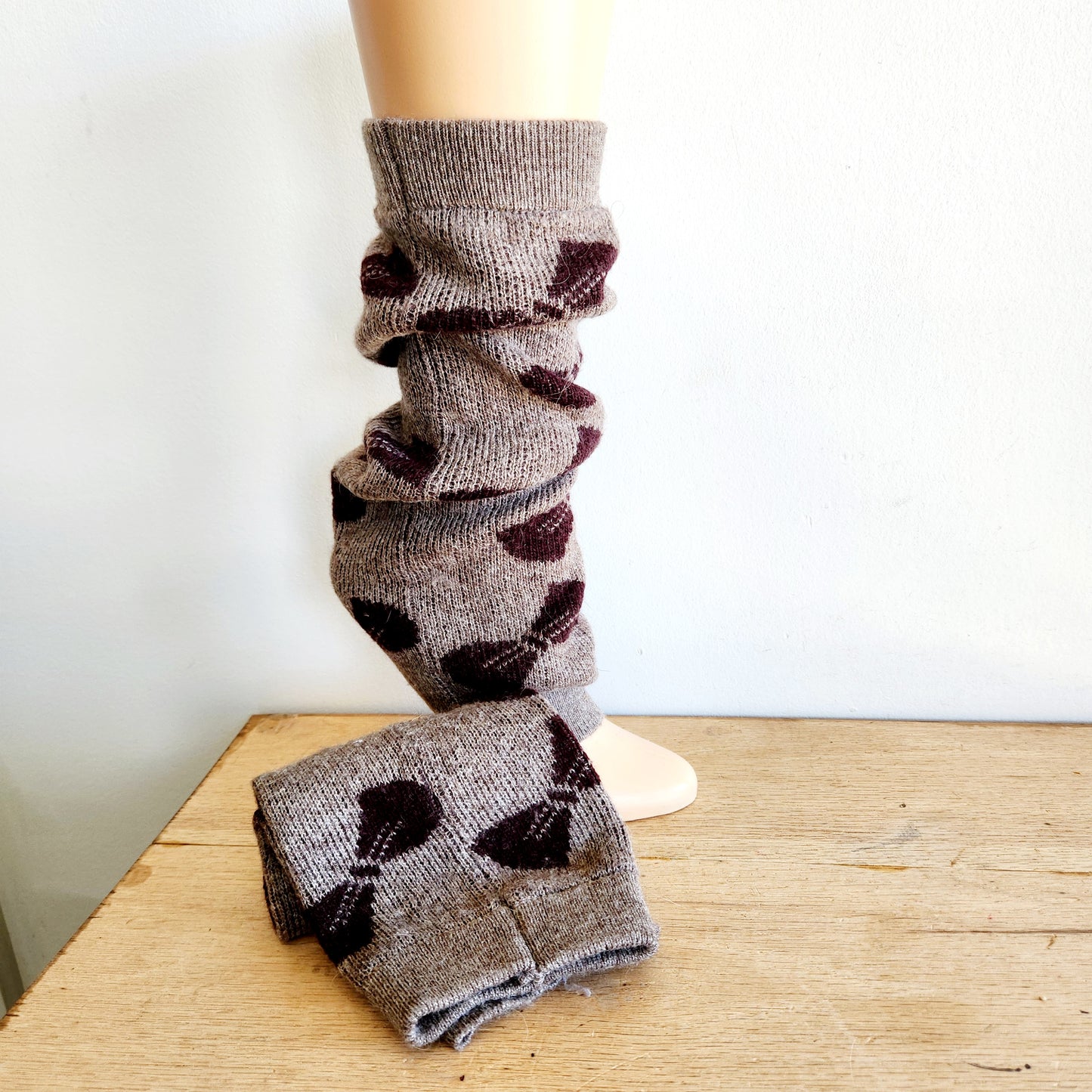 Bow Motif Knit Leg Warmers